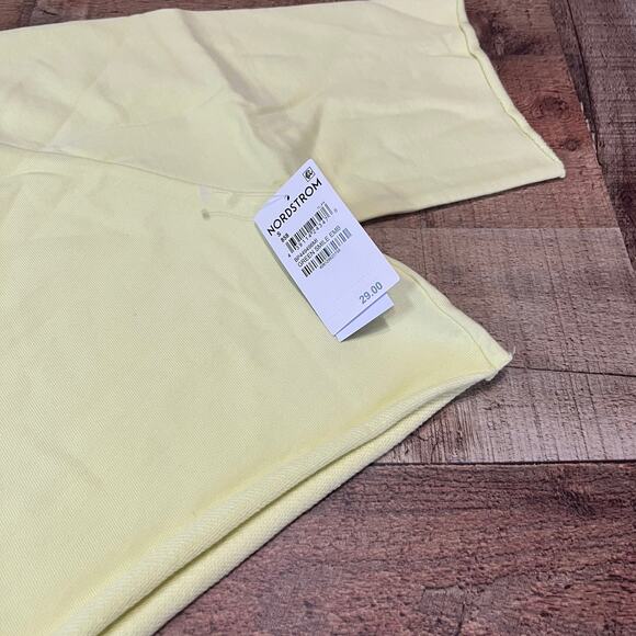 BP | NEW Yellow Smiley Face Fleece Cropped Short Sleeve Sweatshirt Sz S - Picture 5 of 5